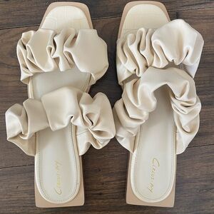 Circus by Sam Edelman Ivory Ruched Slide Sandals